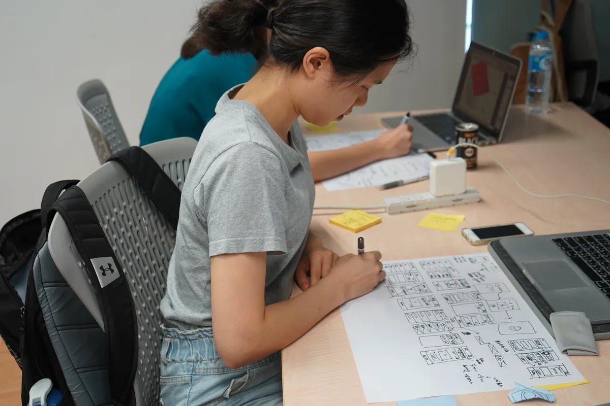 Participants working through design exercise