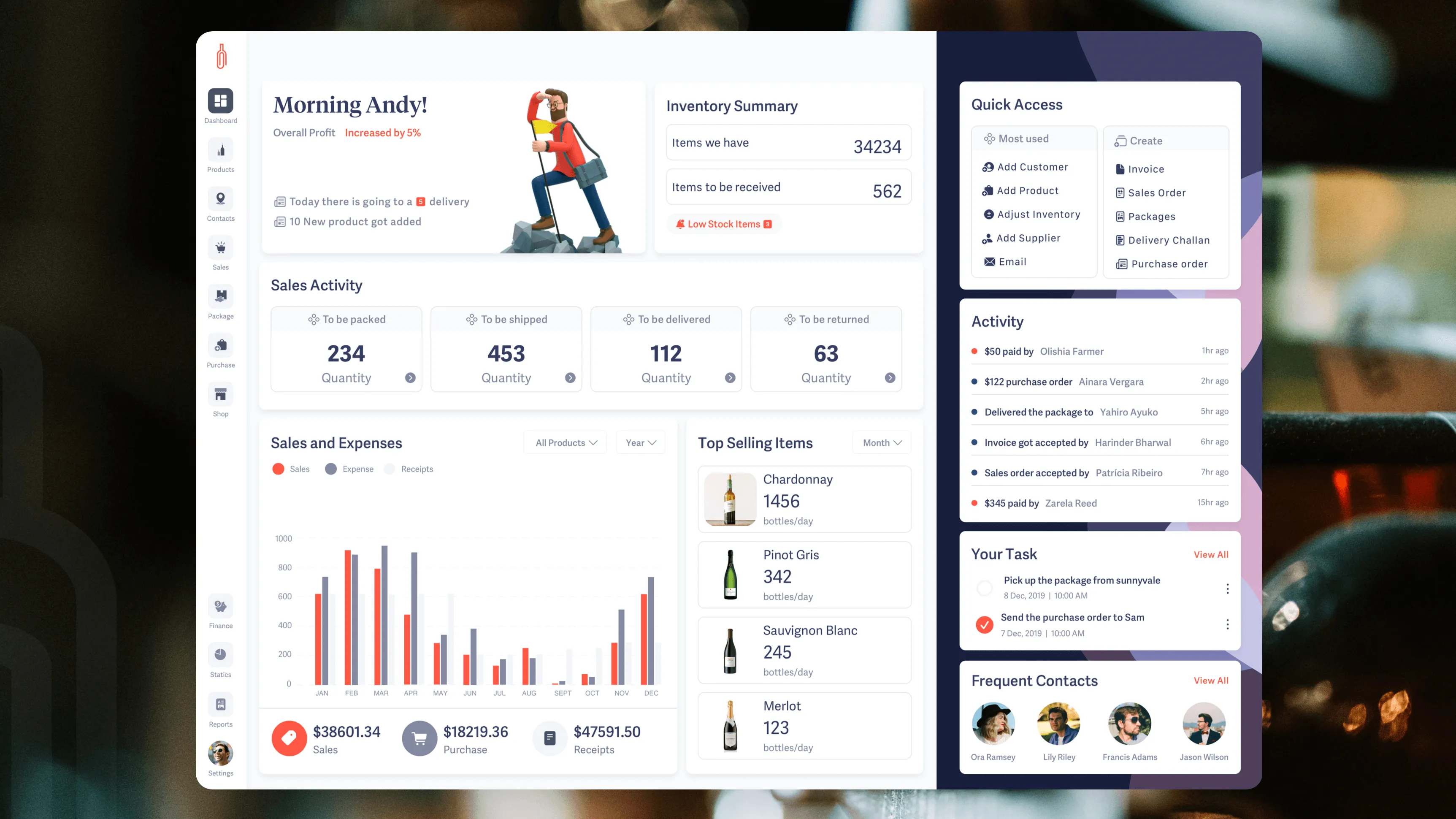 Vinosoft integrated shop screen with wine catalog and pricing.